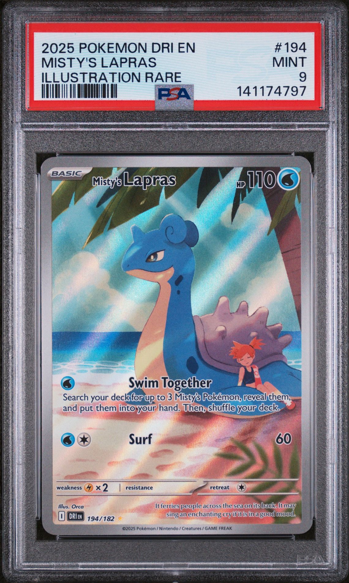 2025 Pokemon Dri En-Destined Rivals Misty's Lapras #194 (Illustration Rare) Mint 9 front