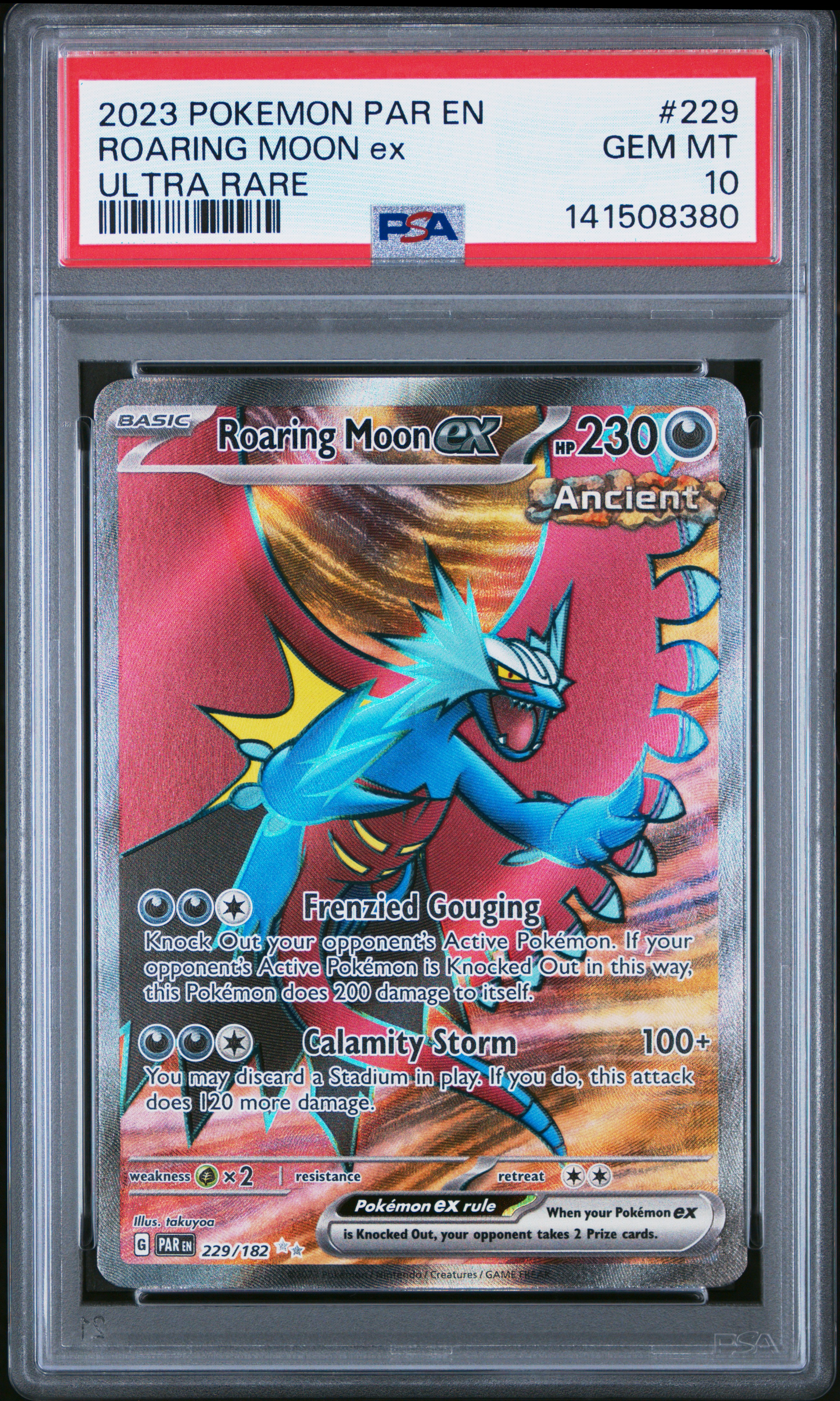 2023 #229 Roaring Moon Ex PSA 10 Par En-Paradox Rift Pokemon