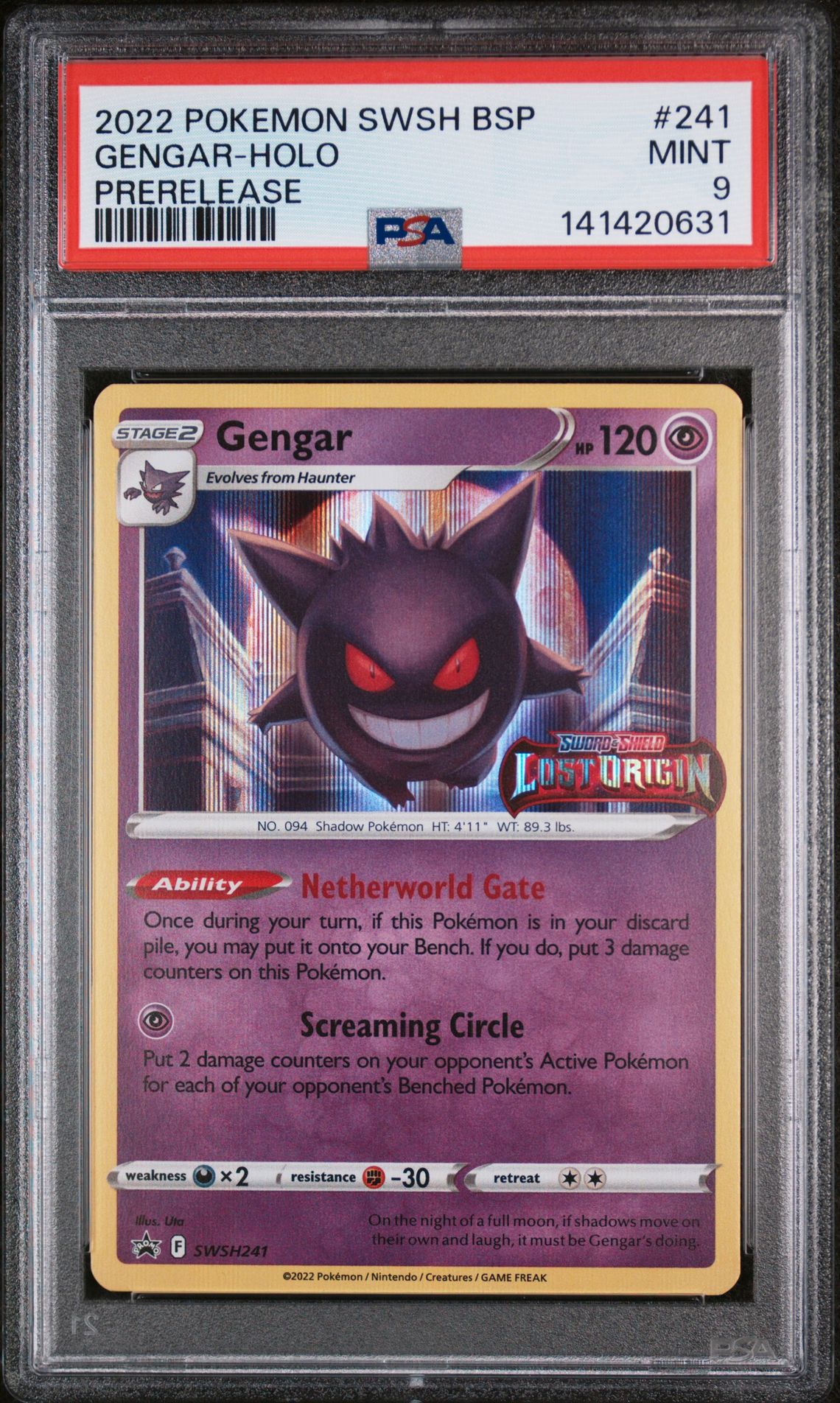 2022 Pokemon POKEMON SWSH BLACK STAR PROMO PRERELEASE #241 Gengar-Holo front