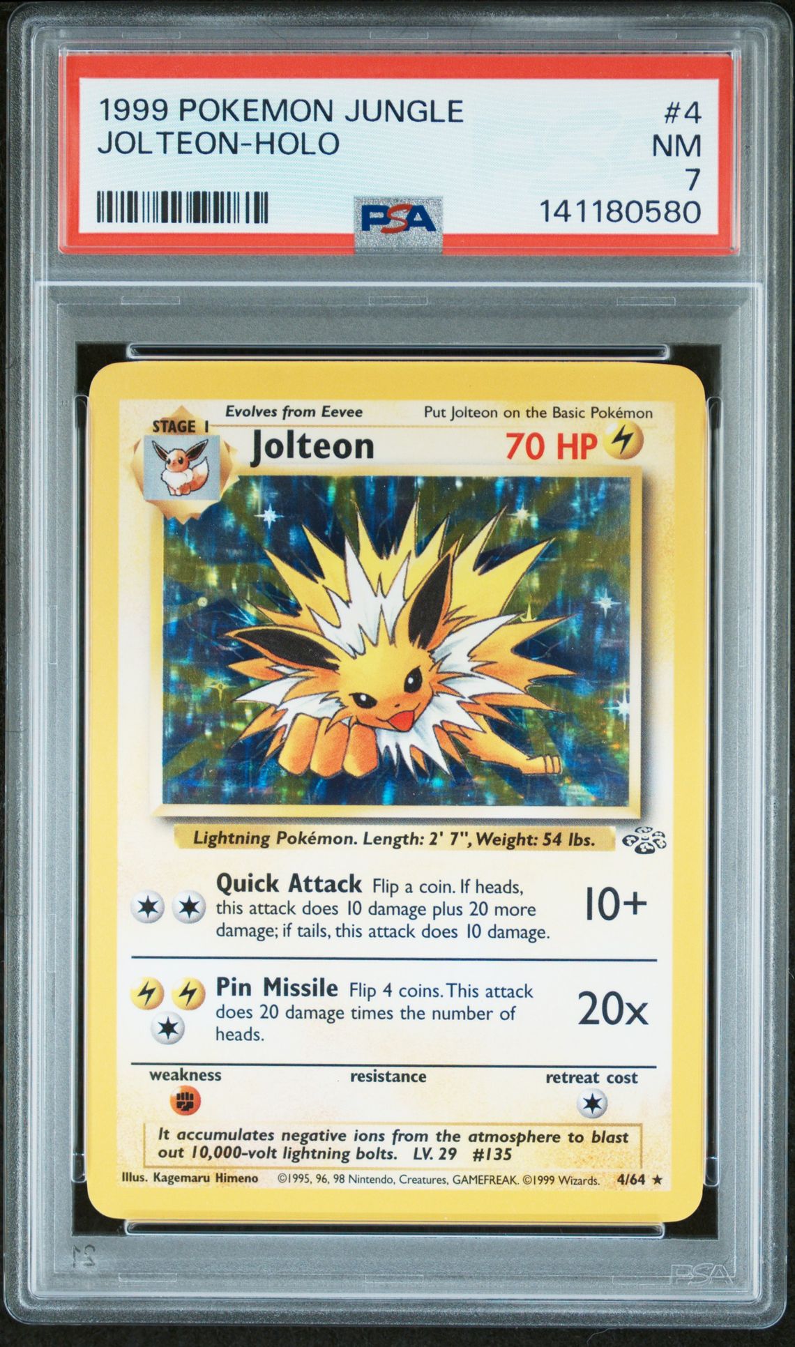 1999 Pokemon POKEMON JUNGLE Holo #4 Jolteon-Holo front