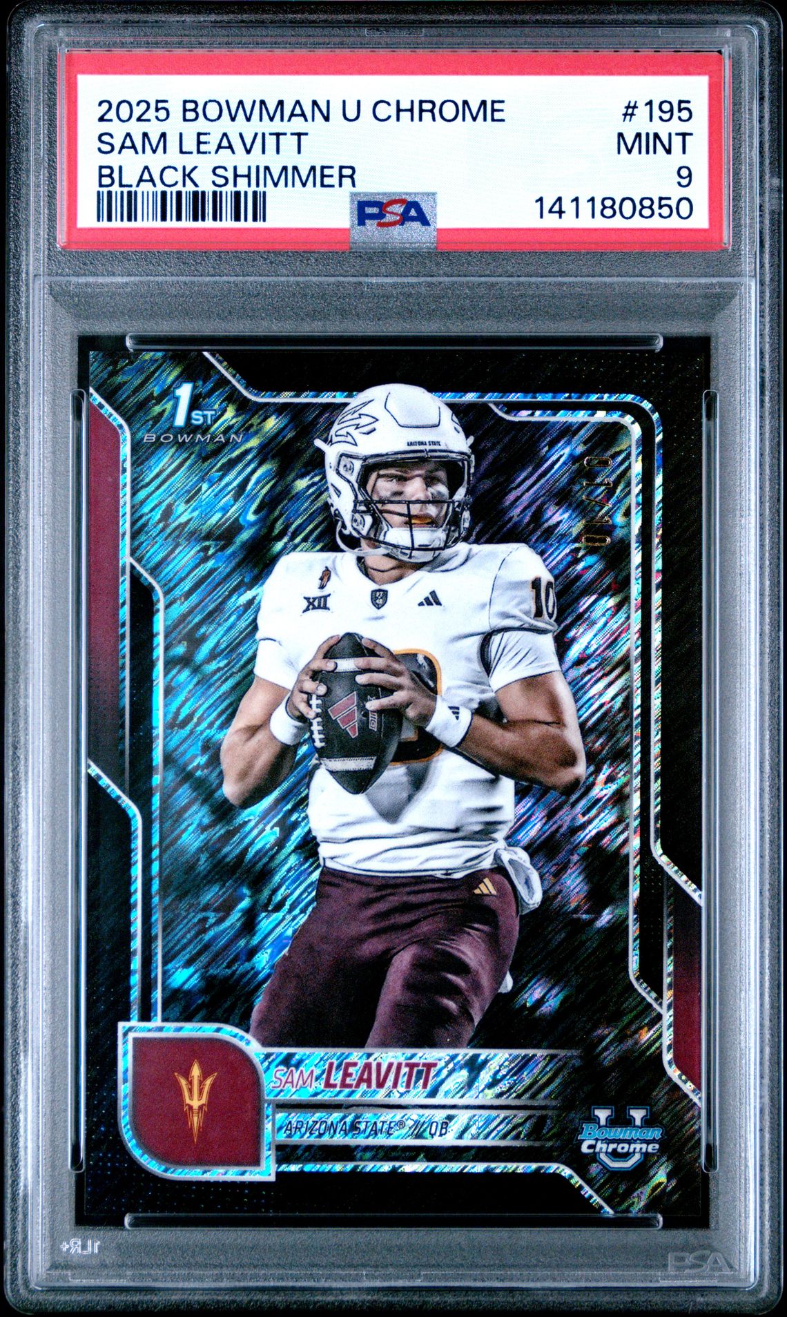 2025 Bowman BOWMAN UNIVERSITY CHROME BLACK SHIMMER #195 Sam Leavitt front