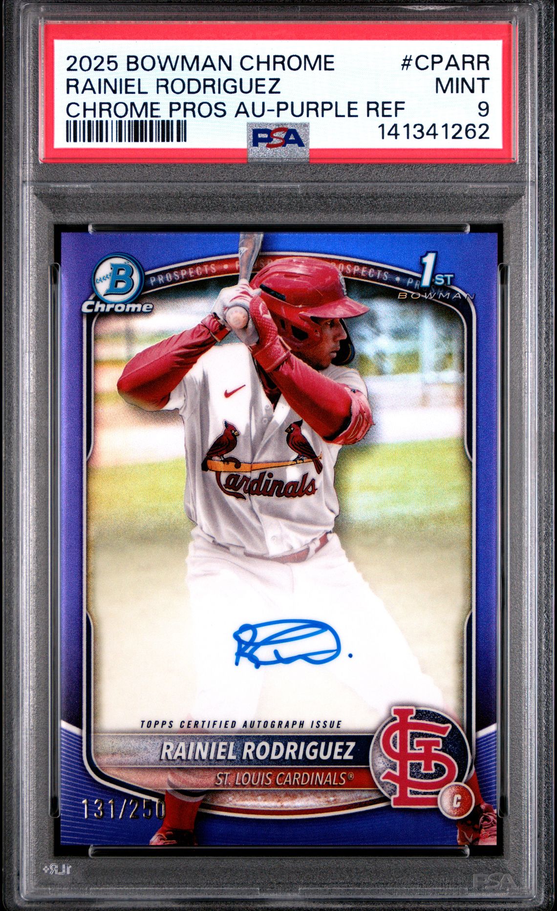 2025 Bowman BOWMAN CHROME PROSPECT AUTOGRAPHS CHROME PROS AU-PURPLE REF #CPARR Rainiel Rodriguez front