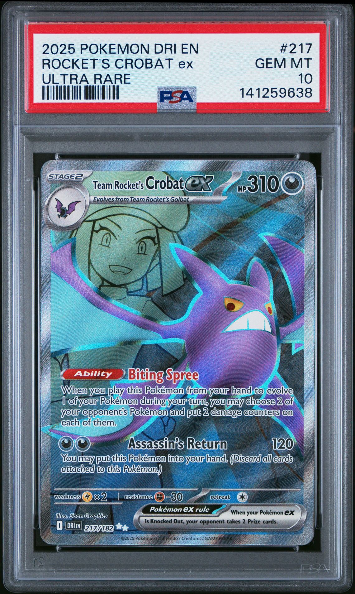 2025 Pokemon POKEMON DRI EN-DESTINED RIVALS ULTRA RARE #217 Rocket's Crobat EX front