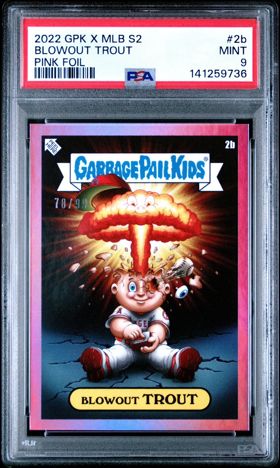 2022 Topps TOPPS GARBAGE PAIL KIDS GPK X MLB SERIES 2 ALEX PARDEE Pink #2B Blowout Trout front