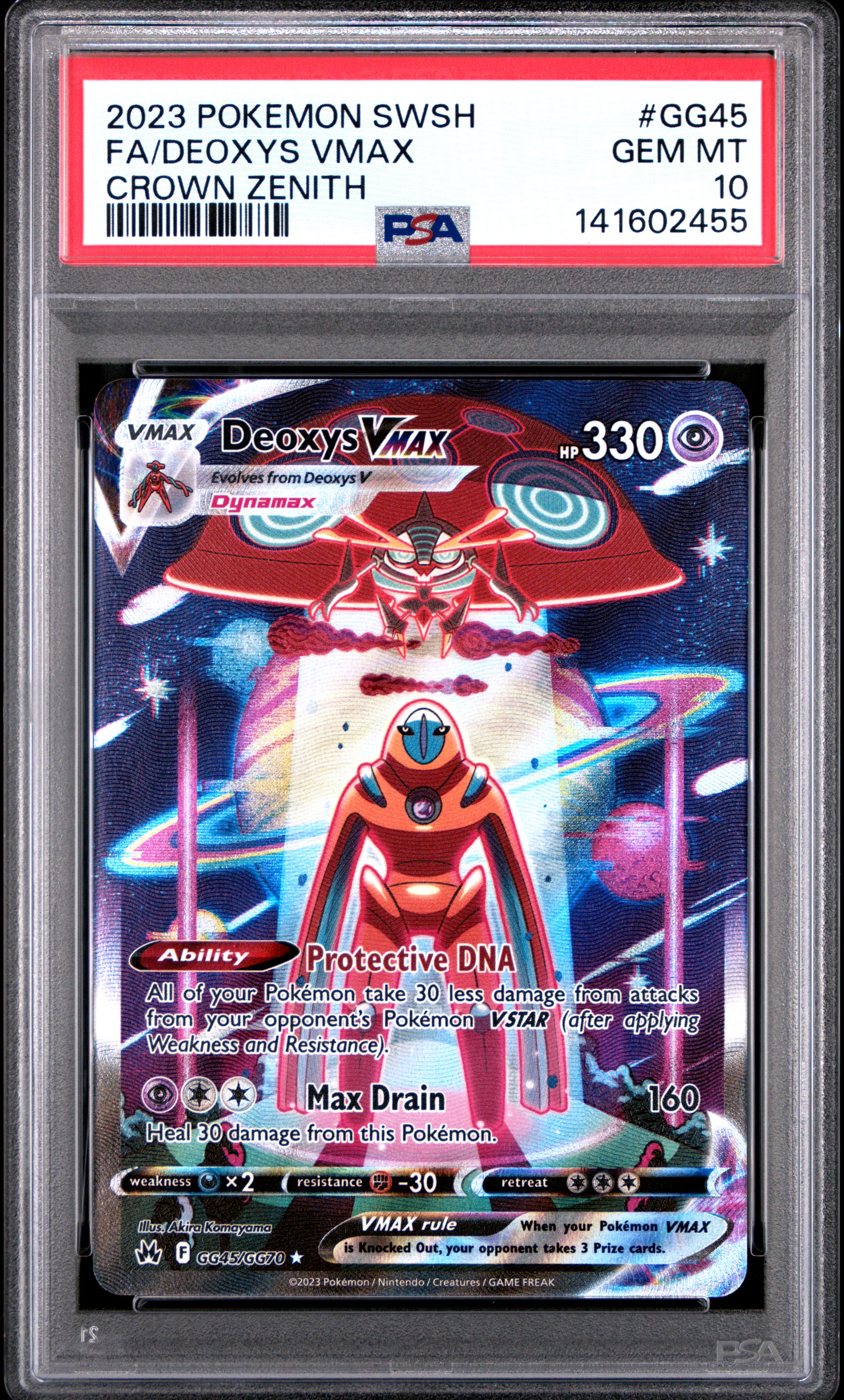 2023 #GG45 Full Art/Deoxys Vmax PSA 10 Sword and Shield Crown Zenith