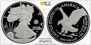 2025-P $1 Silver Eagle w/ US Marine Corps Privy 250th Anniversary First Strike PR70DCAM