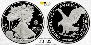 2025-S $1 Silver Eagle w/ U.S. Navy Privy 250th Anniversary First Strike PR70DCAM