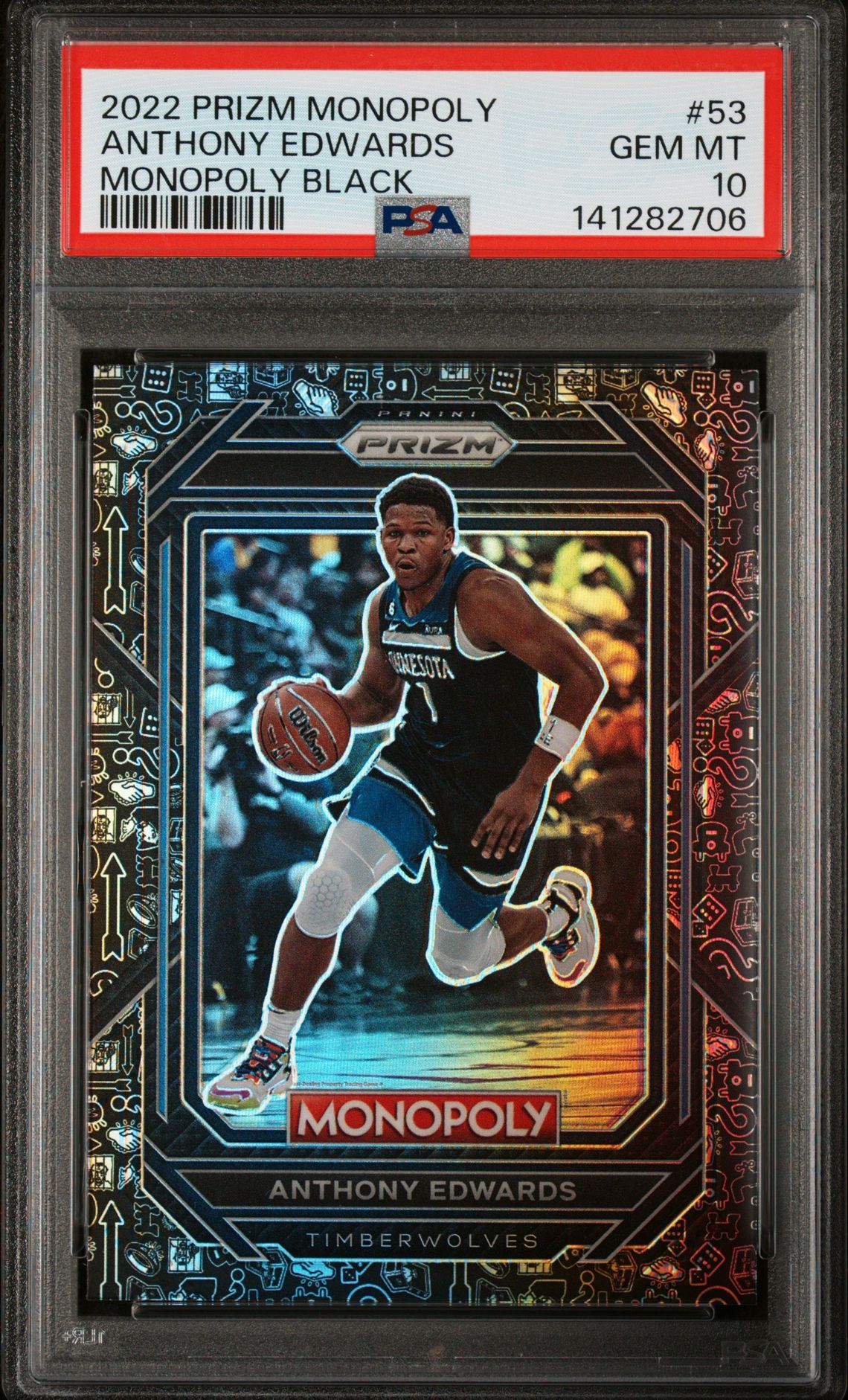 2022 Panini PANINI PRIZM MONOPOLY MONOPOLY BLACK #53 Anthony Edwards front