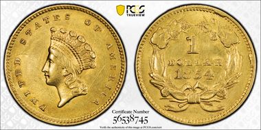 1854 G$1 Type 2 AU58