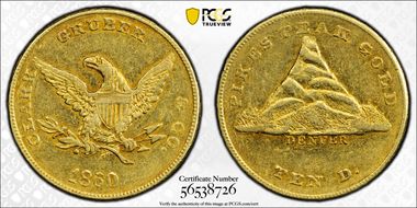 1860 $10 Clark, Gruber & Co. AU53