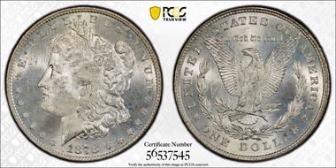 1878 8TF $1 VAM 4, Denticle Chip MS64