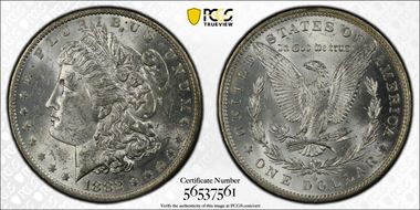 1882-O/S $1 VAM 5, O/S Broken MS62