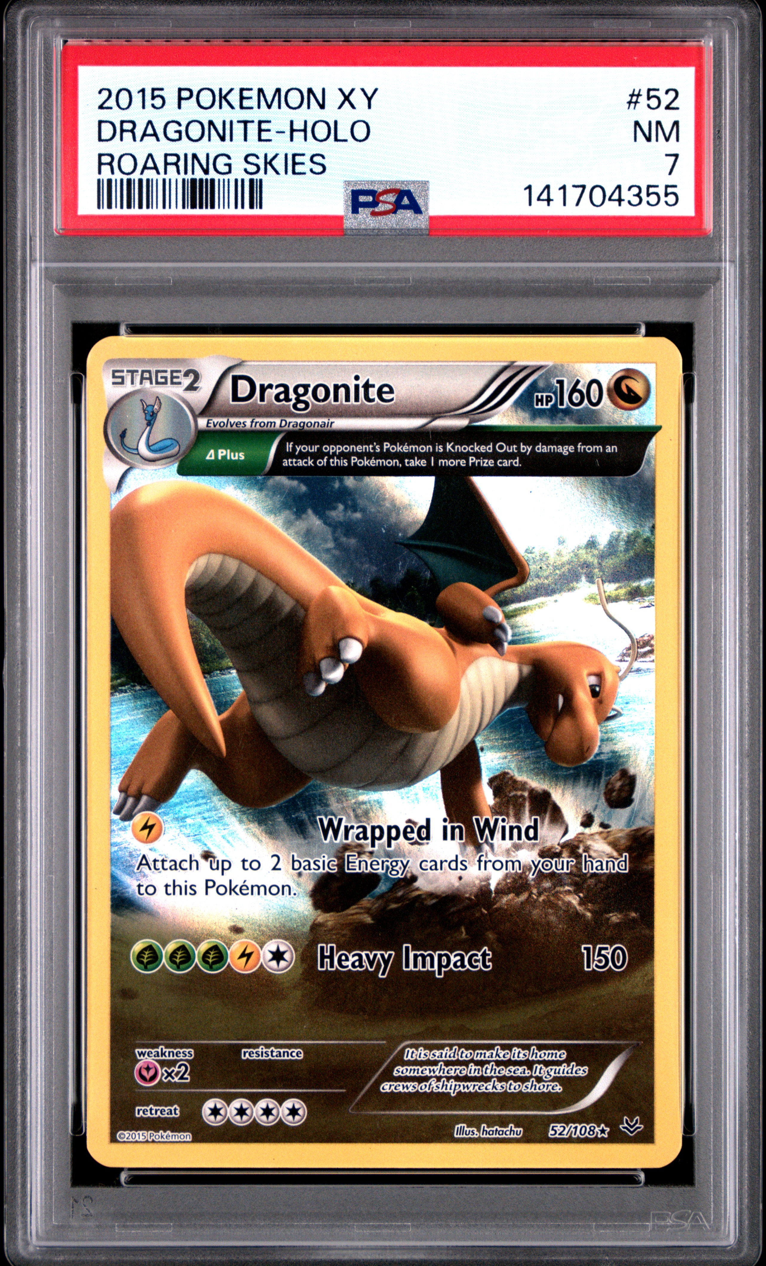 2015 #52 Dragonite-Holo PSA 7 XY Roaring Skies Pokemon