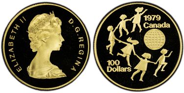 1979 $100 Year of Child KM-126.1  Au PR69DCAM