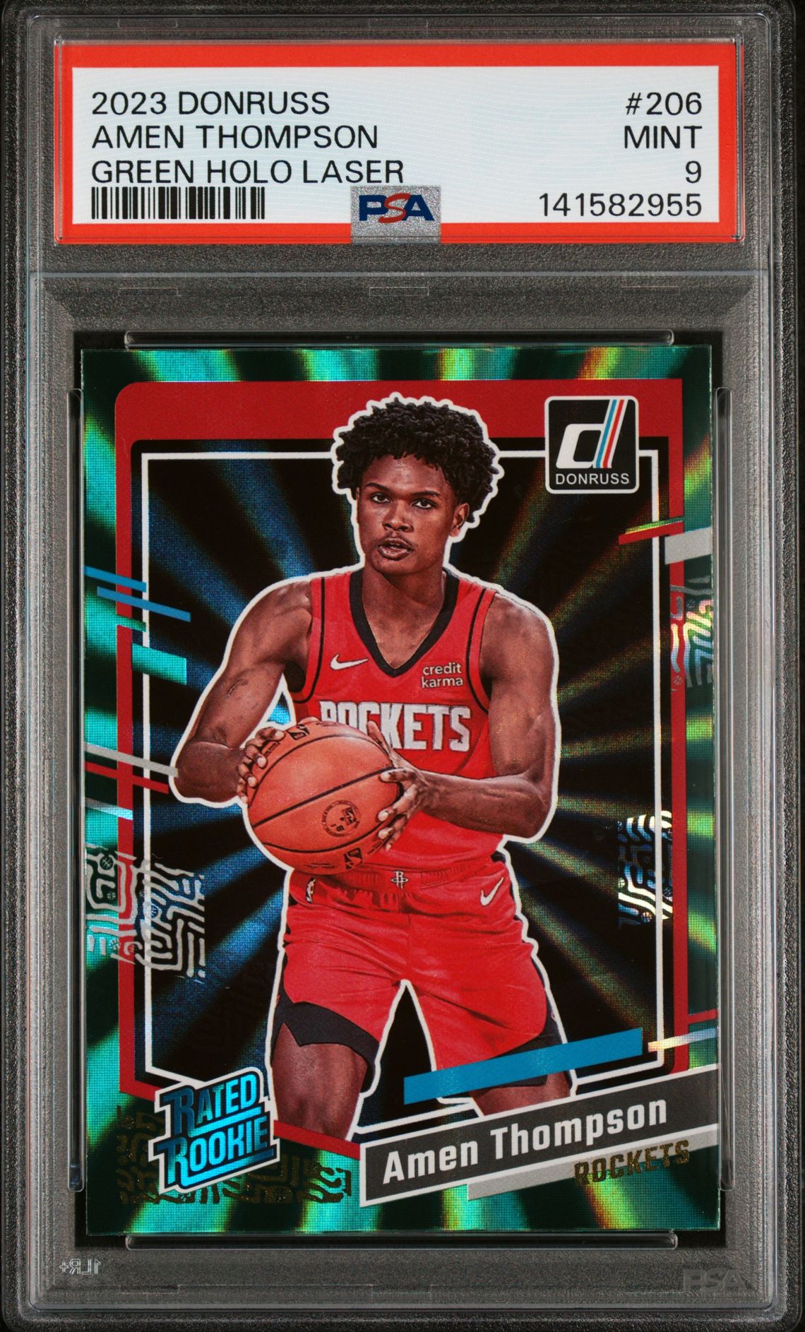 2023 Panini PANINI DONRUSS GREEN HOLO LASER #206 Amen Thompson front