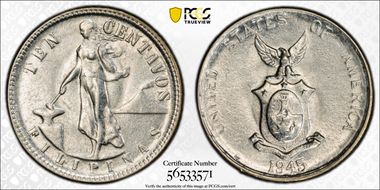 1945-D 10C AU58