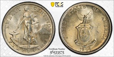 1944-D 20C KM-182  Ag MS63