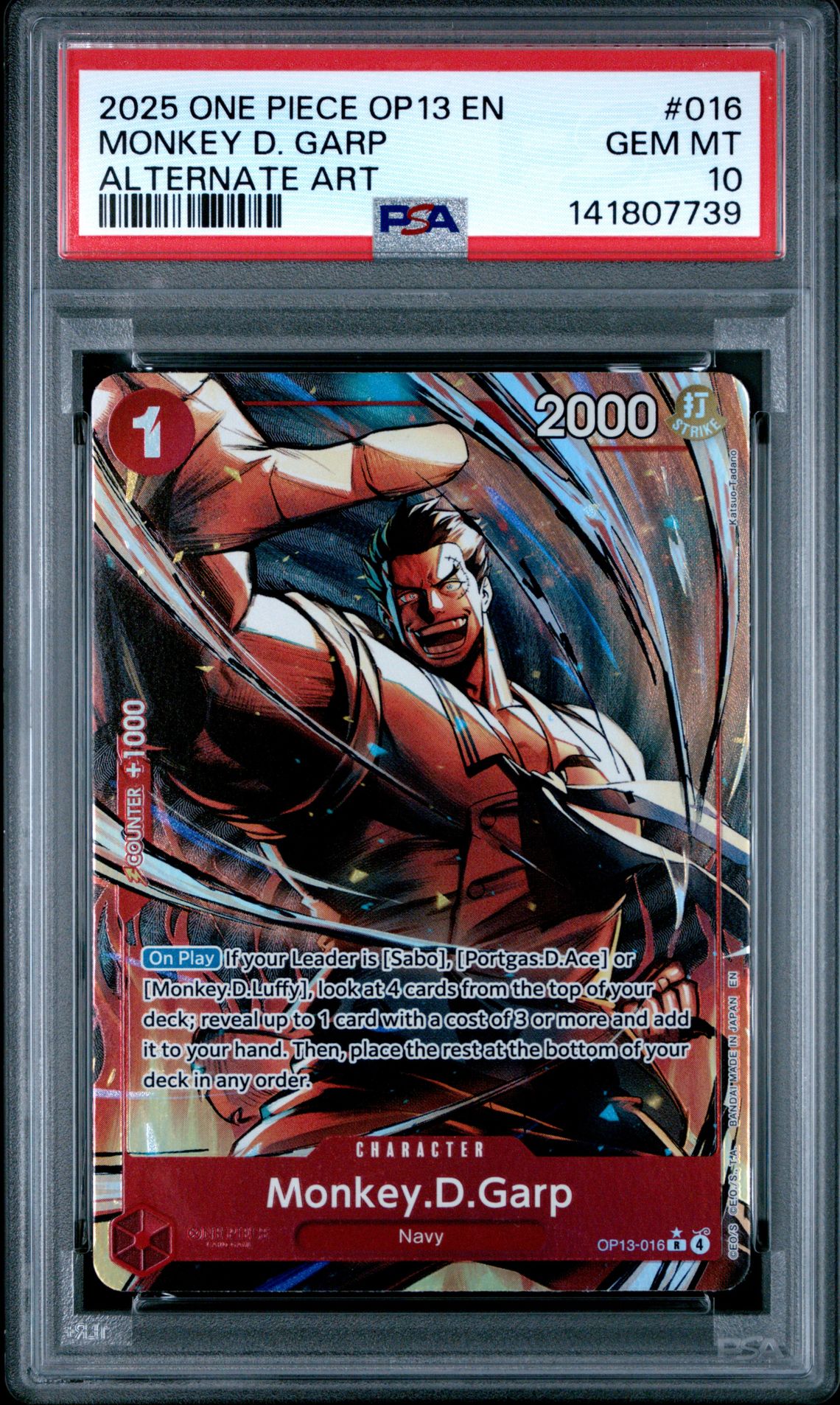 2025 One Piece ONE PIECE OP13-CARRYING ON HIS WILL ALTERNATE ART #016 Monkey D. Garp front