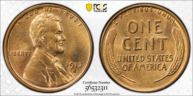 1913-S 1C MS66RD