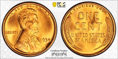 1934 1C MS68+ RD
