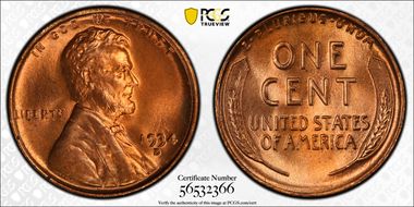 1934-D 1C MS67+ RD