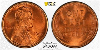 1945-S 1C MS67+ RD