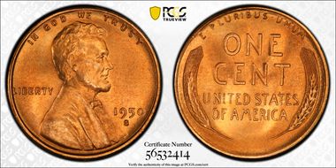 1950-S 1C MS68RD