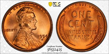 1954-D 1C MS67+ RD