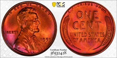 1955-D 1C MS67+ RD