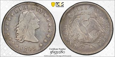 1795 $1 Flowing Hair, 3 Leaves N1