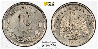 1892-Mo M 10C KM-403.7  Ag MS63