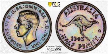 1943-I (B) 1/2D Restrike PR64BN