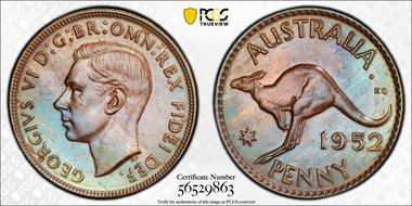 1952 A. (p) 1D London Reverse MS64BN