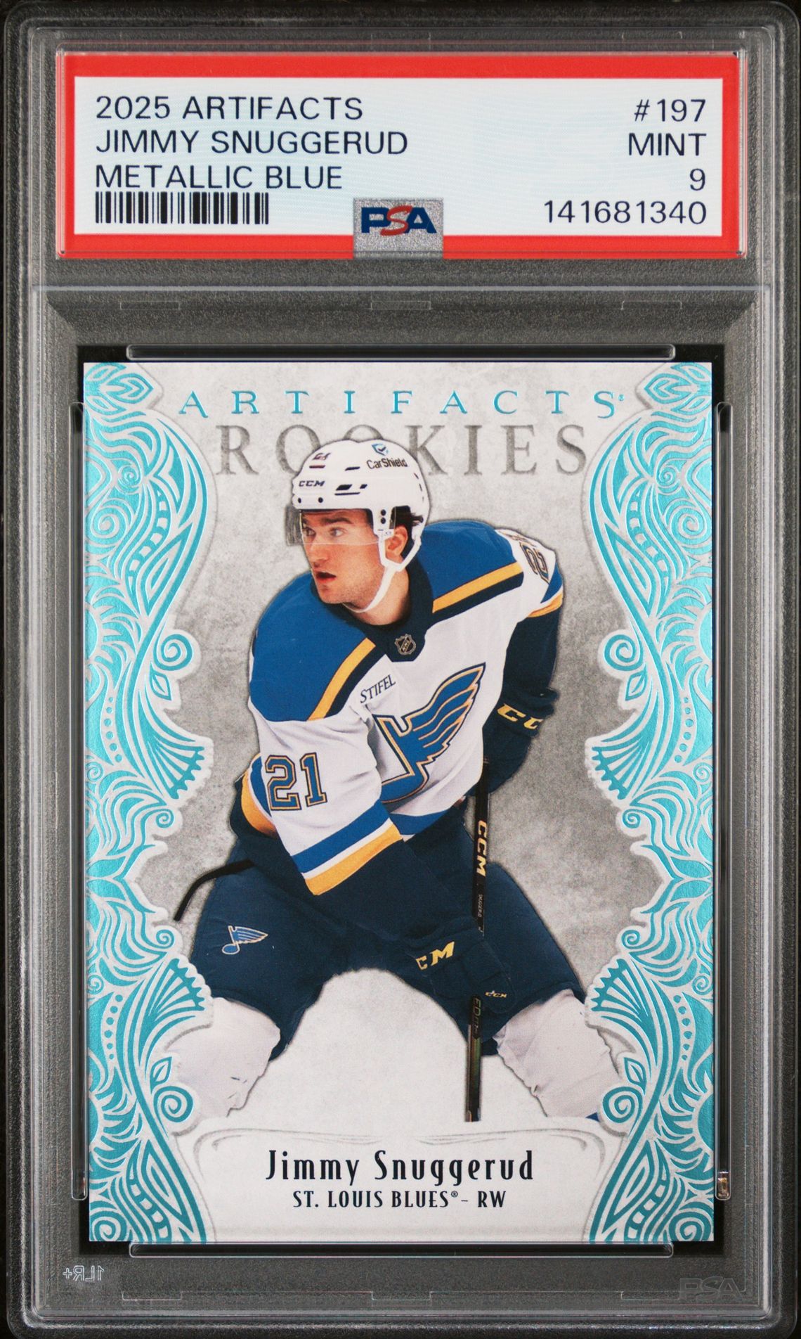 2025 Upper Deck Artifacts Jimmy Snuggerud #197 (Metallic Blue) Mint 9 front