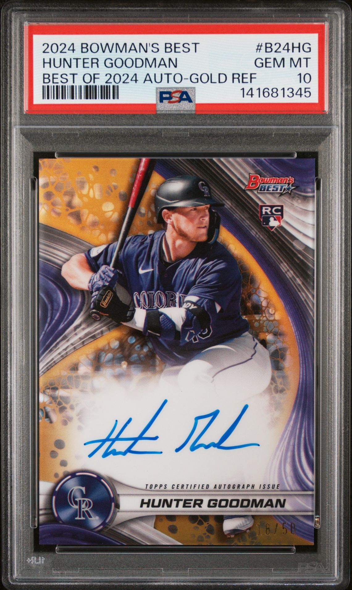 2024 Bowman's Best Best Of 2024 Autographs Hunter Goodman #B24Hg (Best Of 2024 Auto-Gold Ref) Gem Mt 10 front