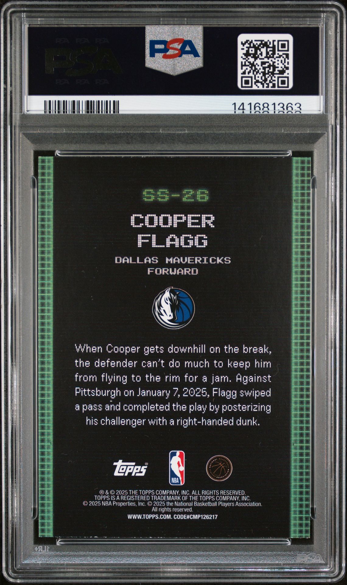 2025 Topps Scan And Slam Cooper Flagg #Ss-26 Nm-Mt 8 back