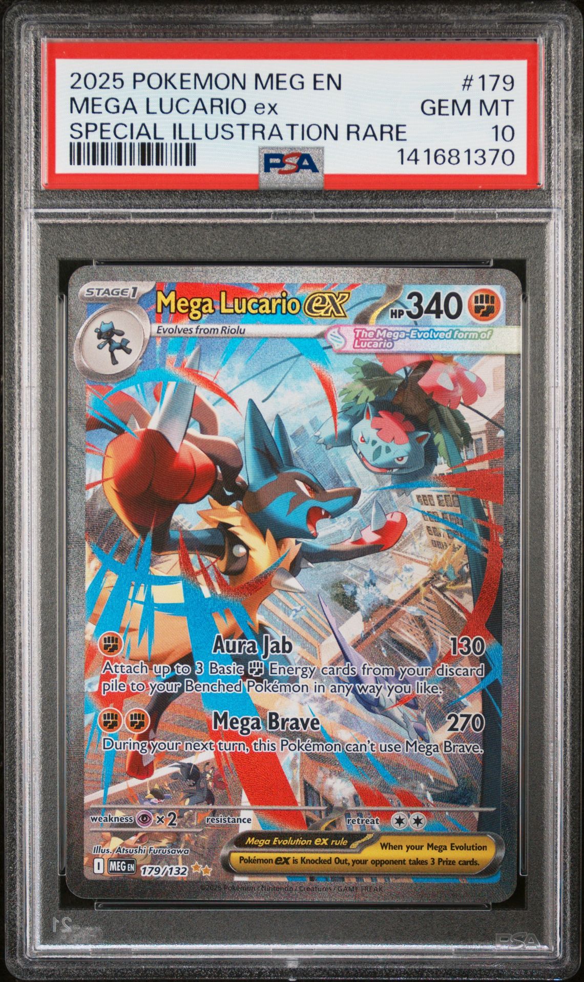 2025 Pokemon Meg En-Mega Evolution Mega Lucario Ex #179 (Special Illustration Rare) Gem Mt 10 front