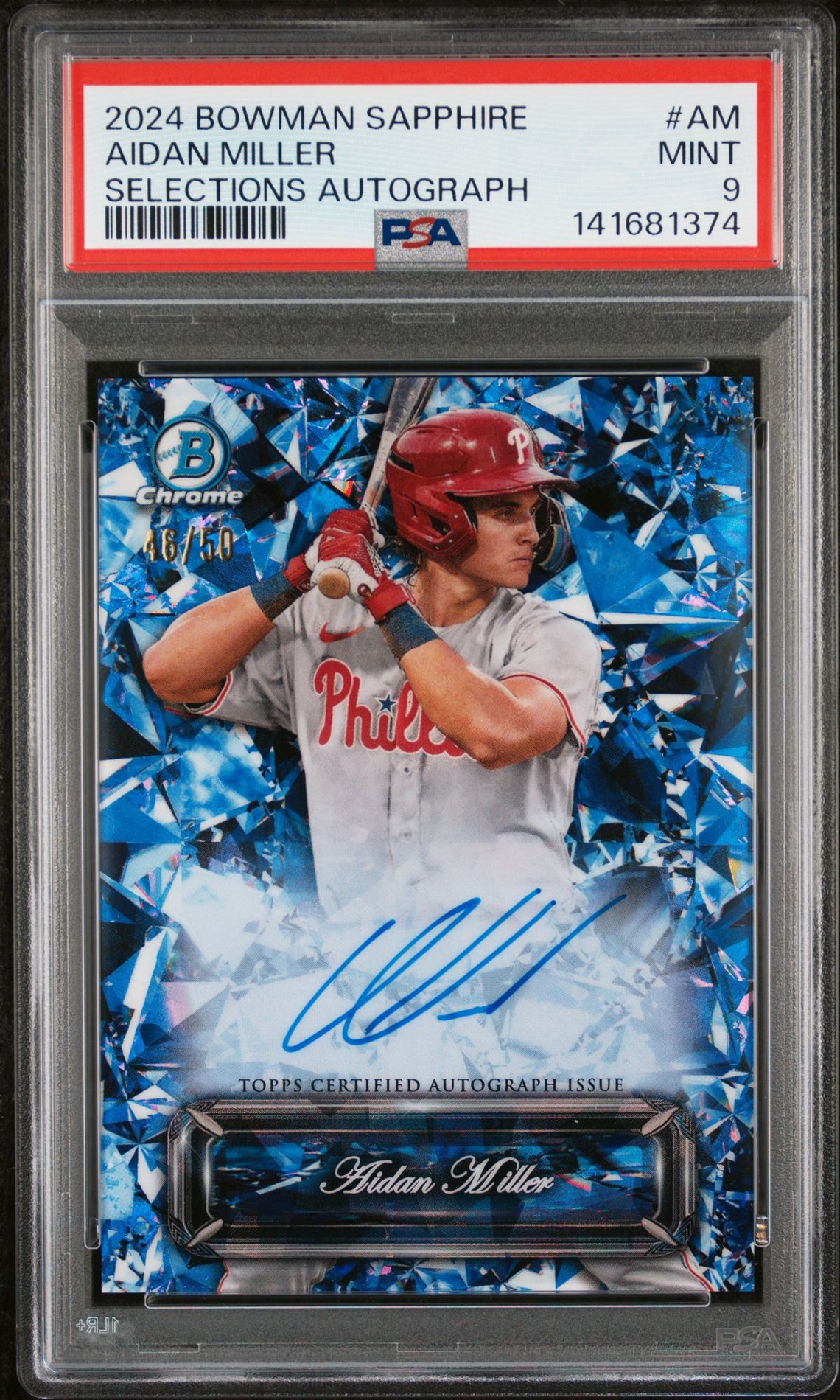 2024 Bowman Sapphire Edition Sapphire Selections Autographs Aidan Miller #Am Mint 9 front