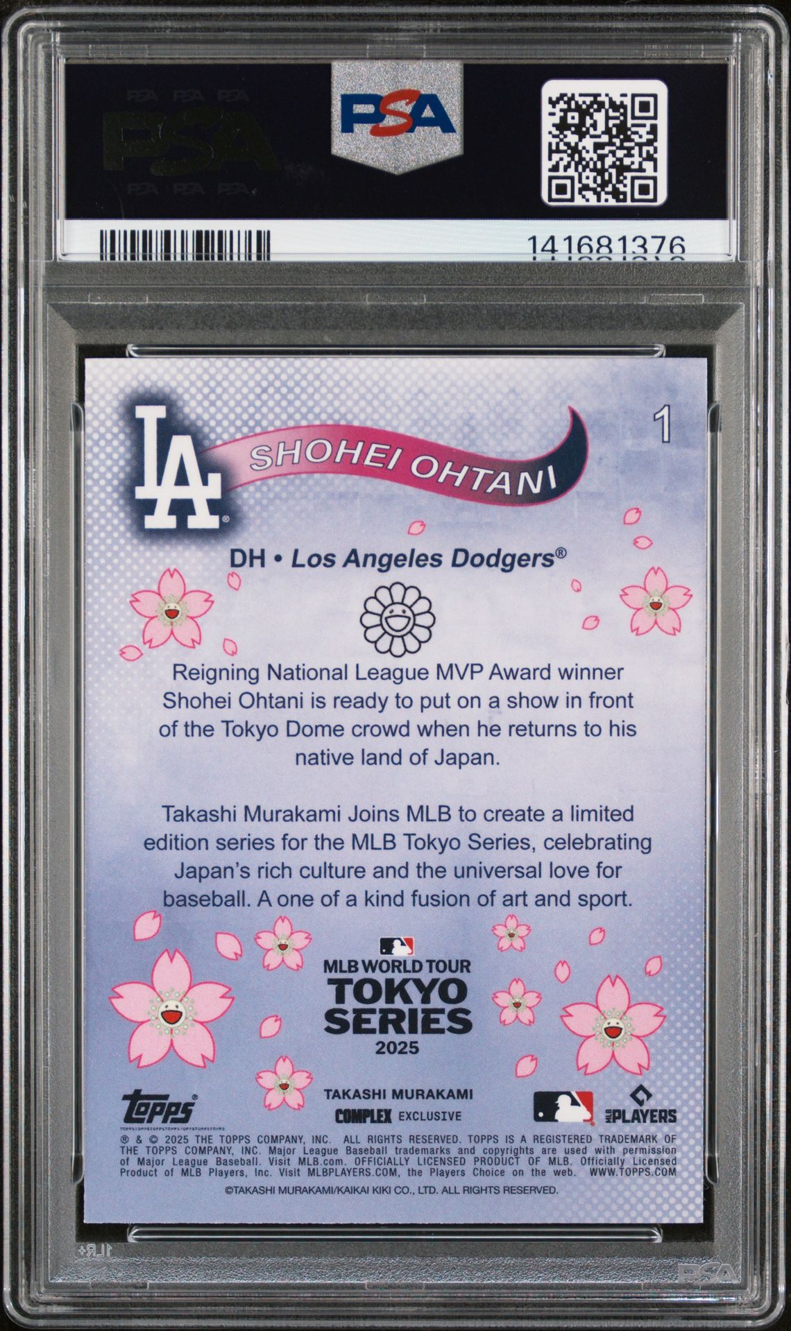 2025 Topps Takashi Murakami + Mlb World Tour Tokyo Series Shohei Ohtani #1 Gem Mt 10 back