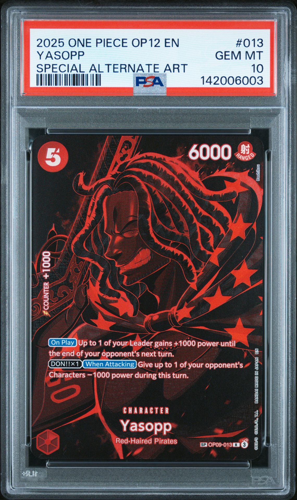 2025 One Piece Op12-Legacy Of The Master Yasopp #013 (Special Alternate Art) Gem Mt 10 front