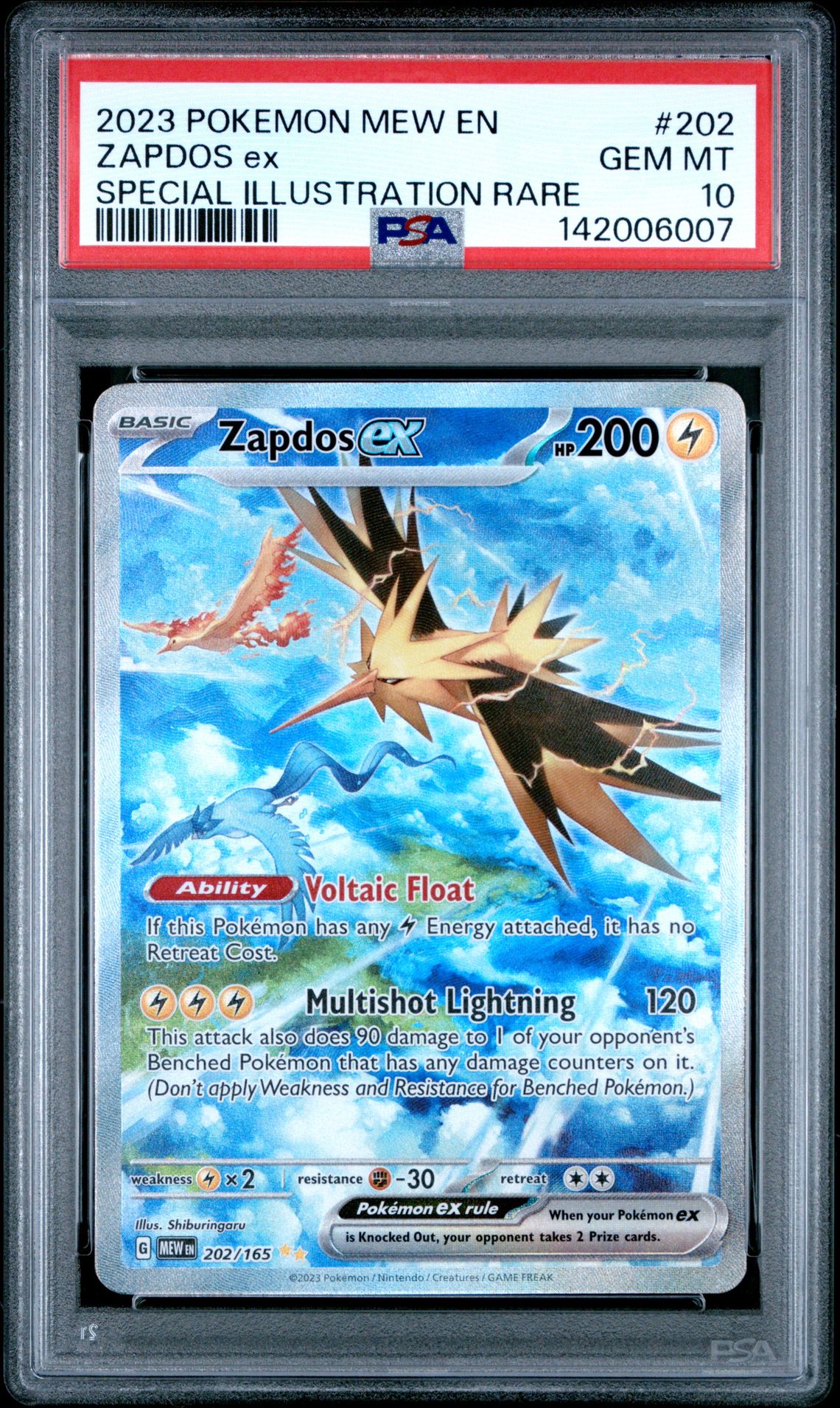 2023 Pokemon Mew En-151 Zapdos Ex #202 (Special Illustration Rare) Gem Mt 10 front