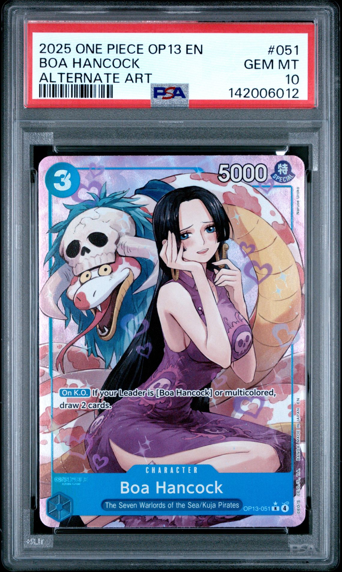 2025 One Piece Op13-Carrying On His Will Boa Hancock #051 (Alternate Art) Gem Mt 10 front
