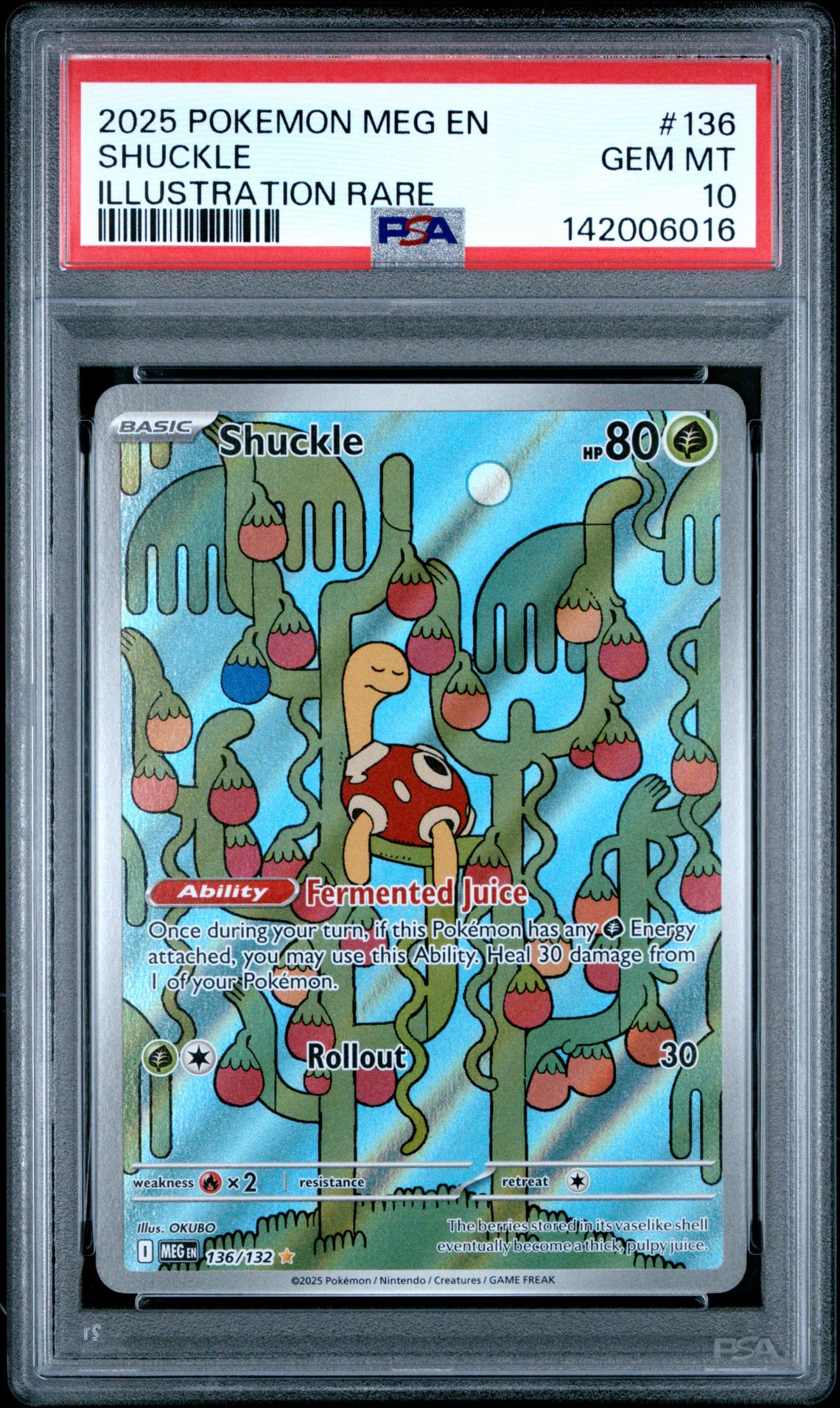 2025 Pokemon Meg En-Mega Evolution Shuckle #136 (Illustration Rare) Gem Mt 10 front