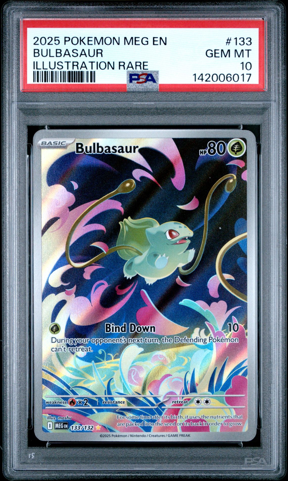 2025 Pokemon Meg En-Mega Evolution Bulbasaur #133 (Illustration Rare) Gem Mt 10 front