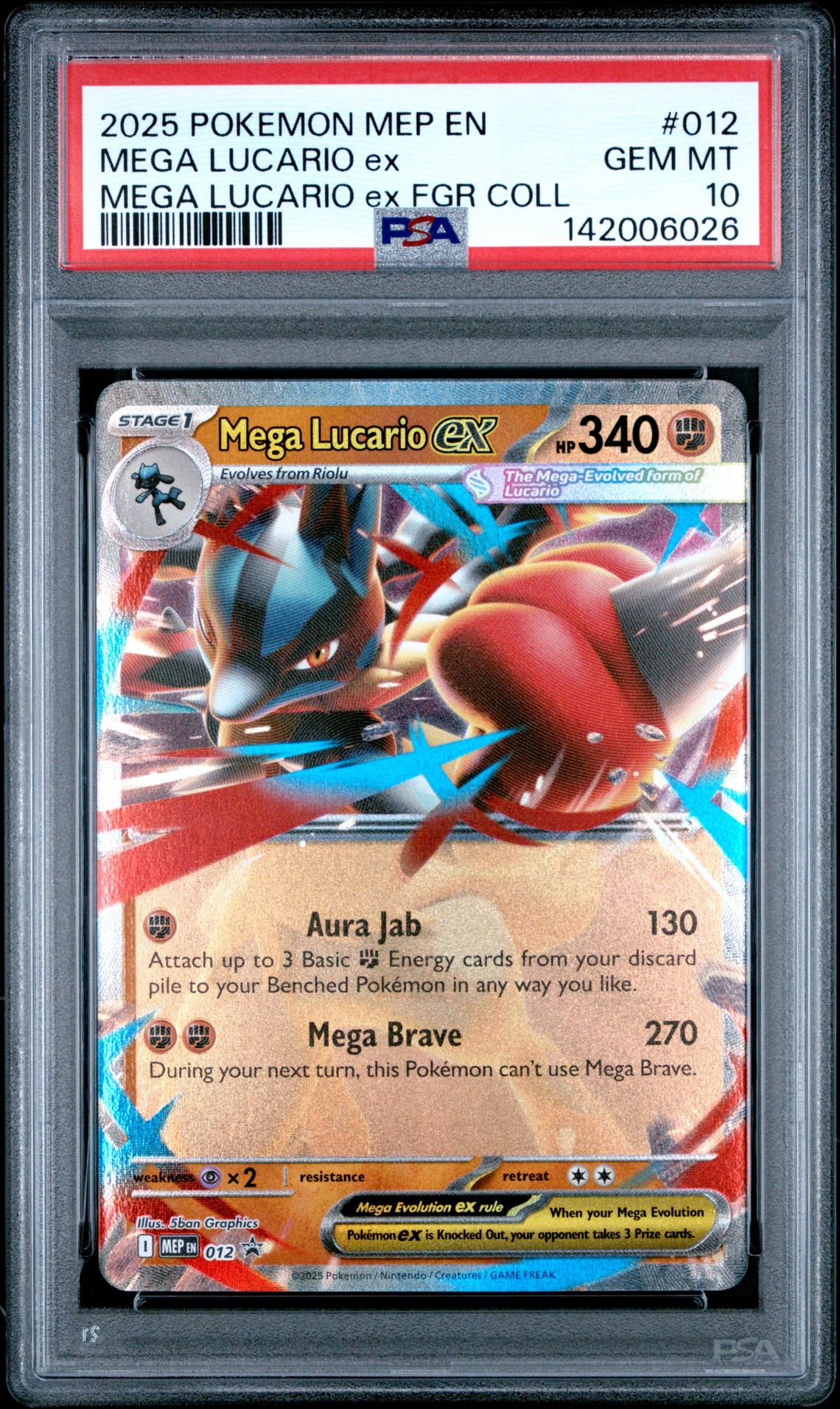 2025 Pokemon Mep En-Me Black Star Promo Mega Lucario Ex #012 (Mega Lucario Ex Fgr Coll) Gem Mt 10 front