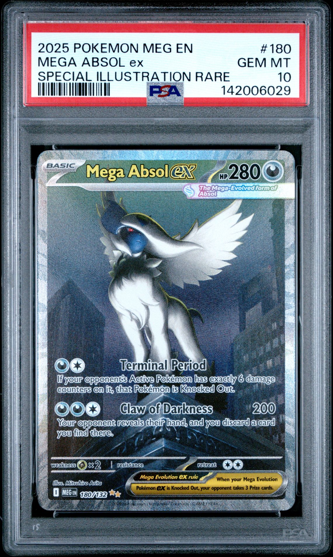 2025 Pokemon Meg En-Mega Evolution Mega Absol Ex #180 (Special Illustration Rare) Gem Mt 10 front