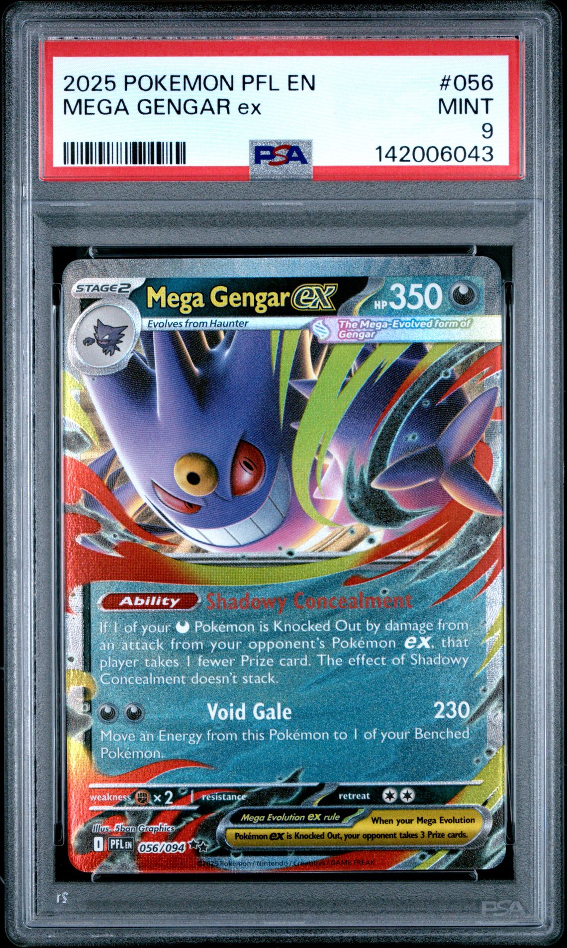 2025 Pokemon Pfl En-Phantasmal Flames Mega Gengar Ex #056 Mint 9 front