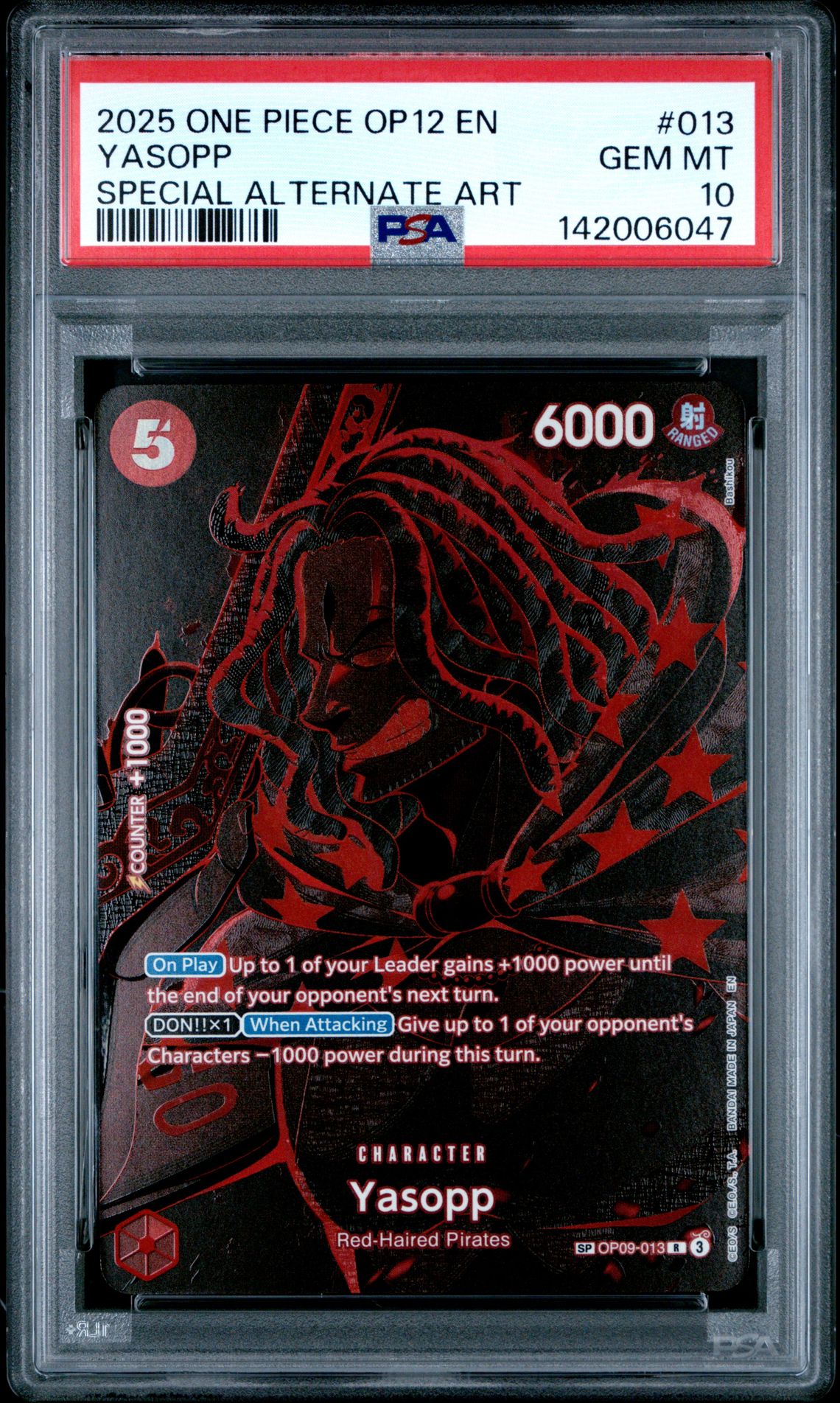 2025 One Piece Op12-Legacy Of The Master Yasopp #013 (Special Alternate Art) Gem Mt 10 front