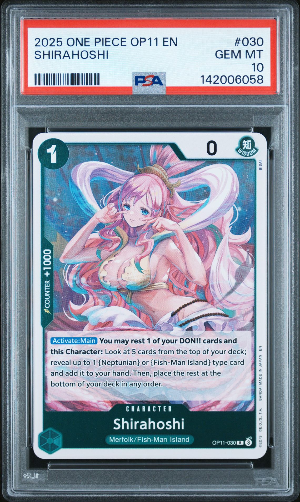 2025 One Piece Op11-A Fist Of Divine Speed Shirahoshi #030 Gem Mt 10 front