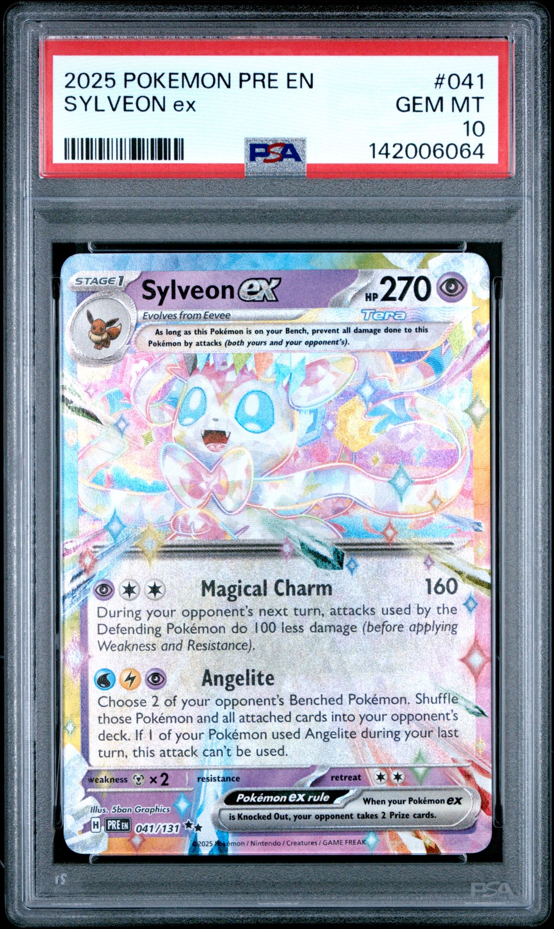 2025 Pokemon Pre En-Prismatic Evolutions Sylveon Ex #041 Gem Mt 10 front